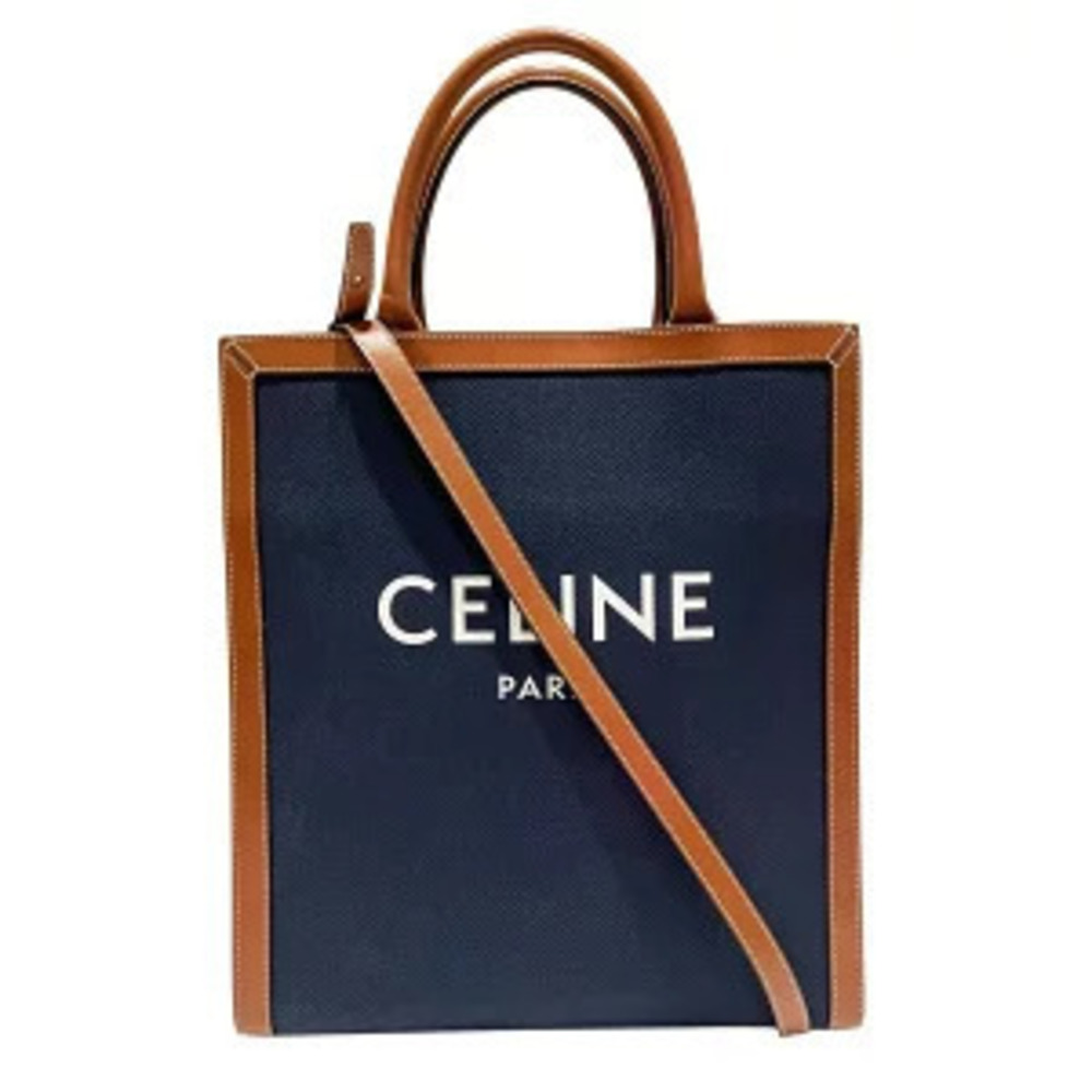 Celine Vertical Cabas Tote Bag Canvas Leather
